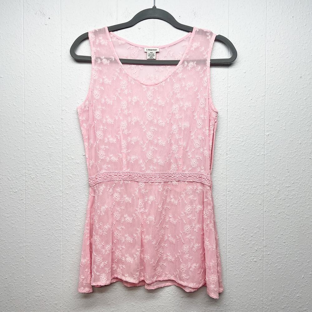 J. Peterman Y2K Floral Lace Pink Top Womens XXS Fairy Grunge Boho Whimsigoth